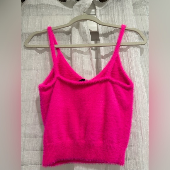 For Love and Lemons Hot Pink Cropped Tank. Super soft and fluffy - Picture 2 of 3